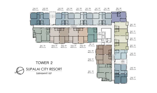 Supalai City Resort Sukhumvit 107, plan 3