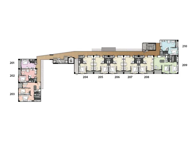 Zensiri Condominium Koh Chang, 2nd floor plan, units 201 to 210