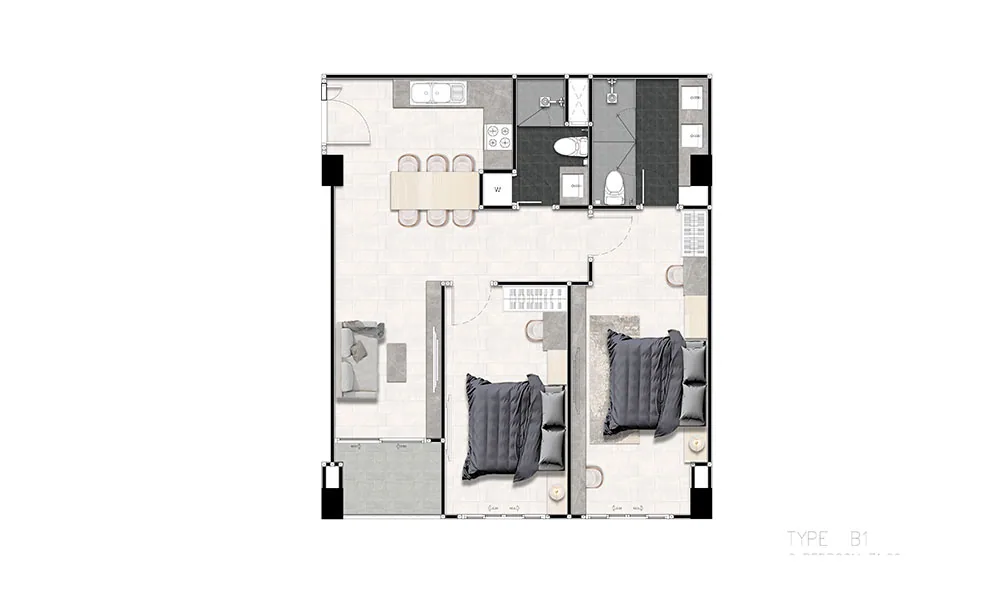 Zensiri Condominium Koh Chang, Type B1, 2 bedrooms